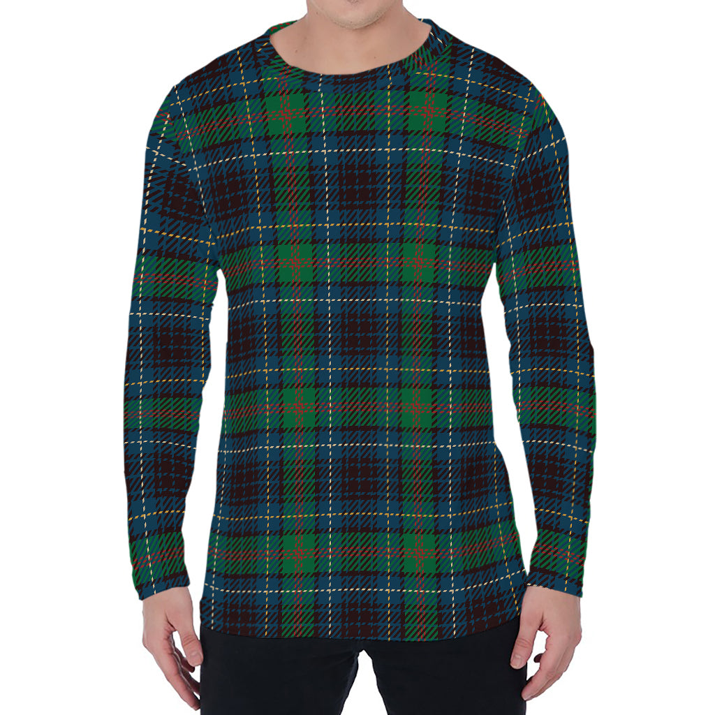 Blue And Green Tartan Pattern Print Men's Long Sleeve T-Shirt