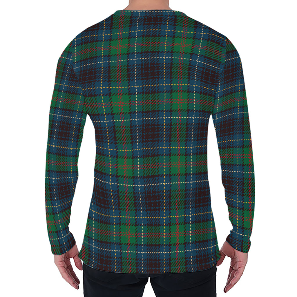 Blue And Green Tartan Pattern Print Men's Long Sleeve T-Shirt