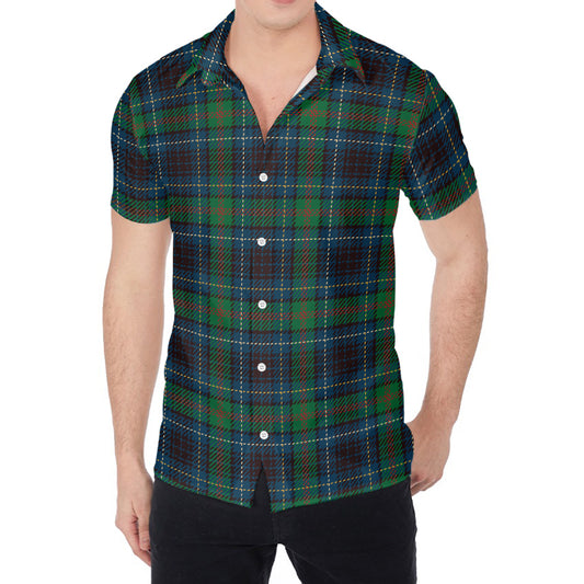 Blue And Green Tartan Pattern Print Men's Shirt