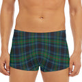 Blue And Green Tartan Pattern Print Men's Short Boxer Briefs