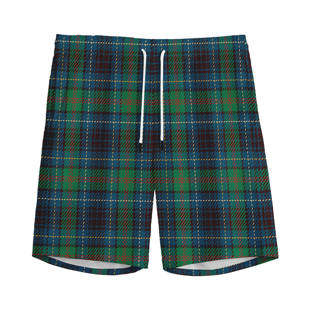 Blue And Green Tartan Pattern Print Men's Sports Shorts