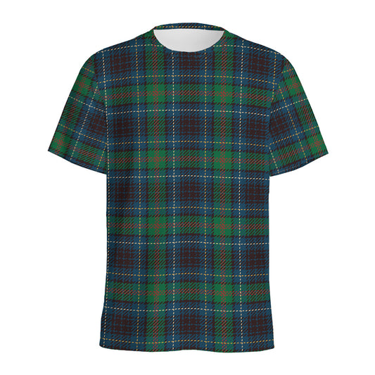 Blue And Green Tartan Pattern Print Men's Sports T-Shirt