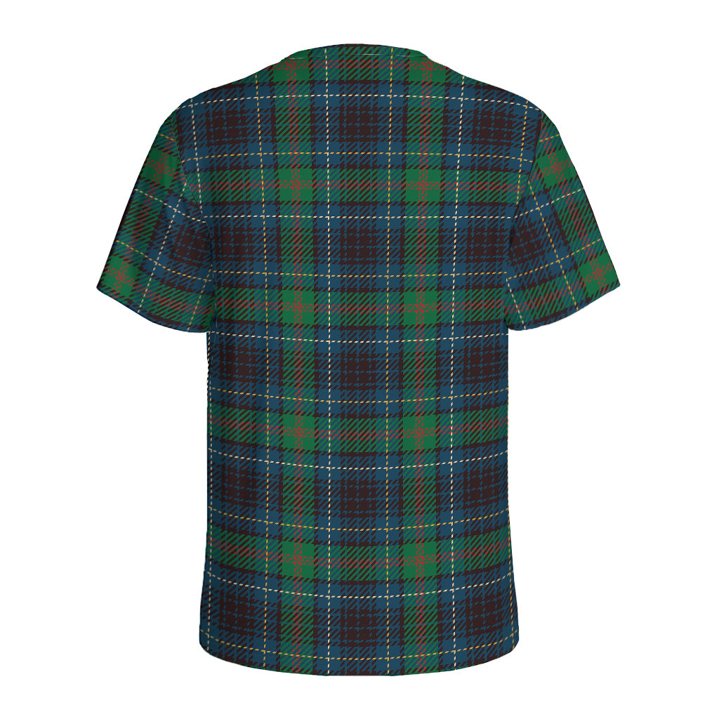 Blue And Green Tartan Pattern Print Men's Sports T-Shirt