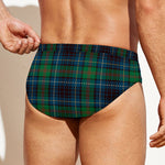 Blue And Green Tartan Pattern Print Men's Swim Briefs