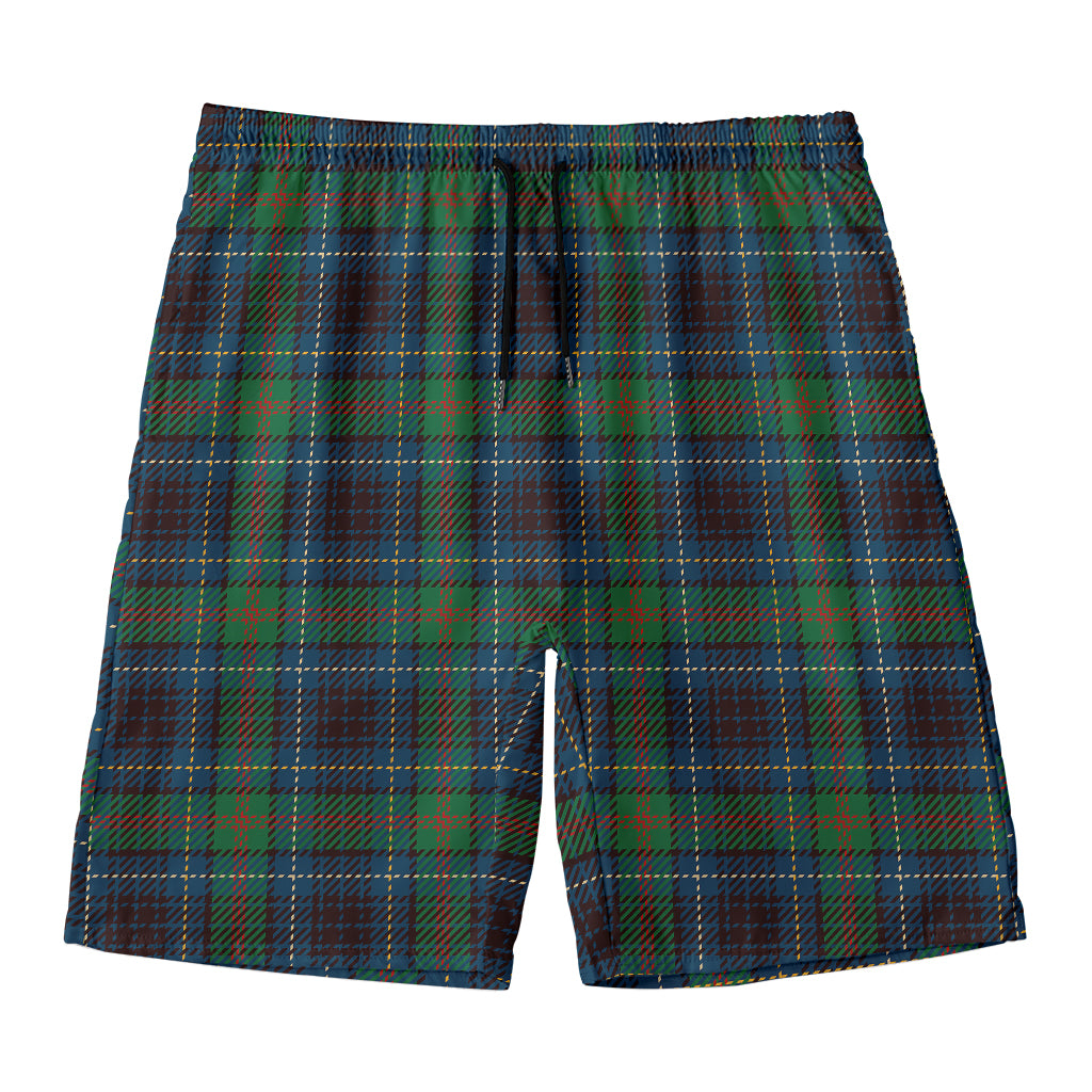 Blue And Green Tartan Pattern Print Men's Swim Trunks
