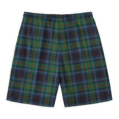Blue And Green Tartan Pattern Print Men's Swim Trunks