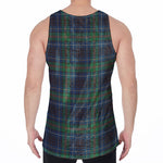 Blue And Green Tartan Pattern Print Men's Velvet Tank Top