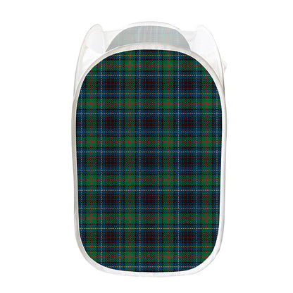 Blue And Green Tartan Pattern Print Mesh Laundry Hamper