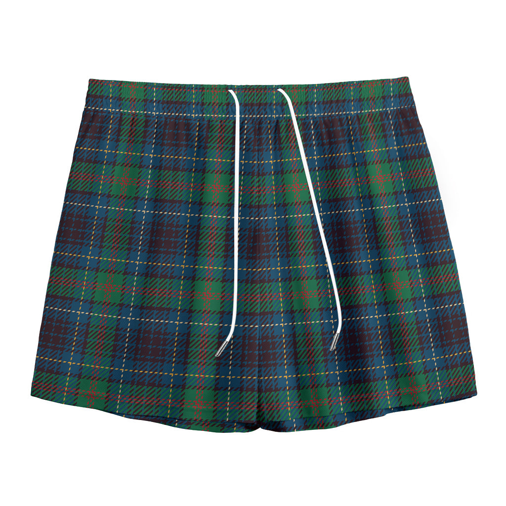 Blue And Green Tartan Pattern Print Mesh Shorts