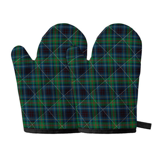 Blue And Green Tartan Pattern Print Oven Mitts
