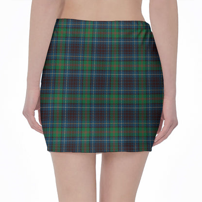 Blue And Green Tartan Pattern Print Pencil Mini Skirt