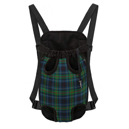 Blue And Green Tartan Pattern Print Pet Carrier Backpack