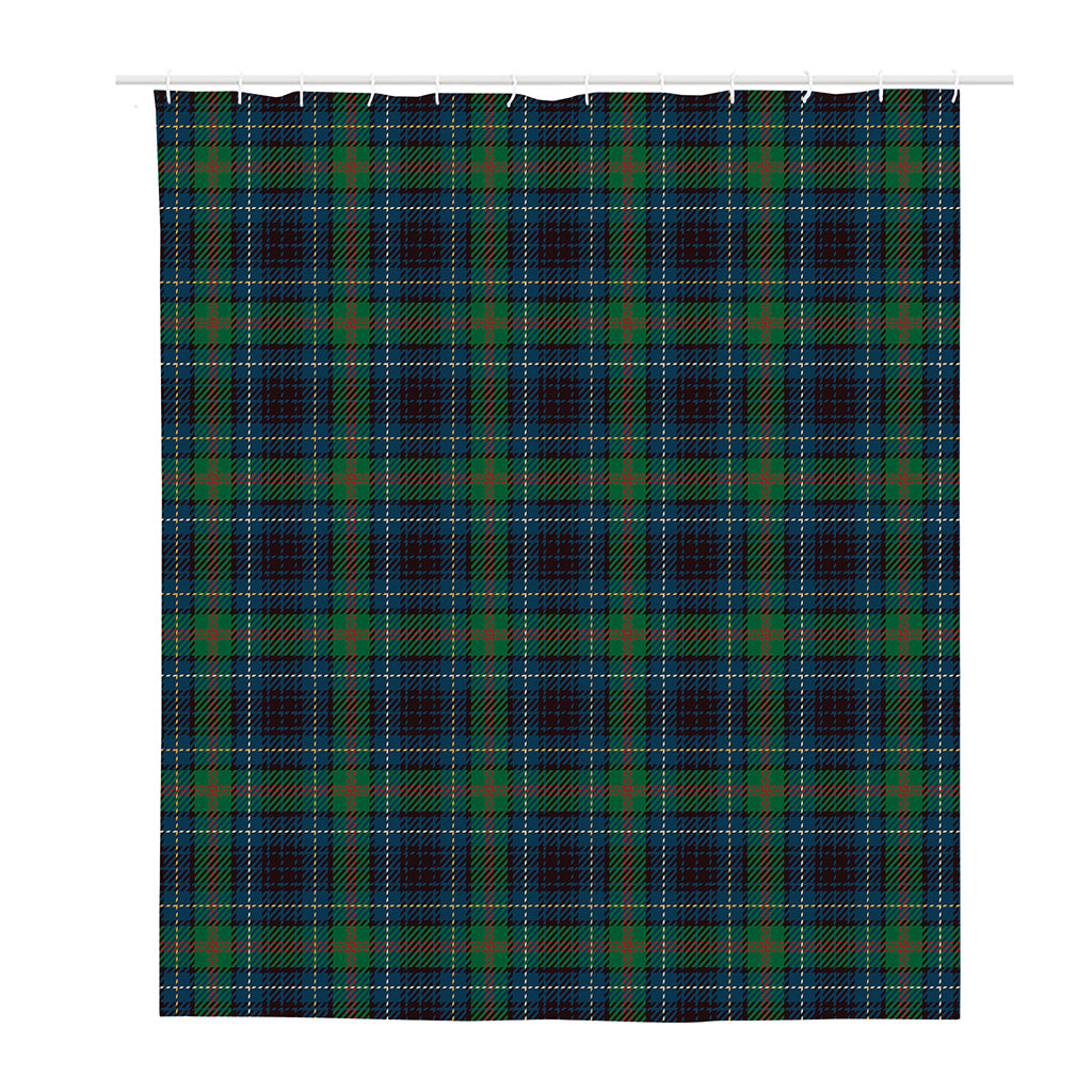 Blue And Green Tartan Pattern Print Polyester Shower Curtain