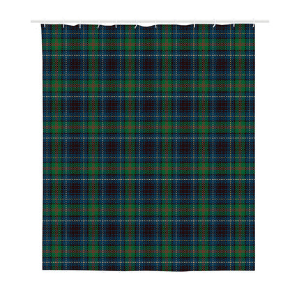 Blue And Green Tartan Pattern Print Polyester Shower Curtain