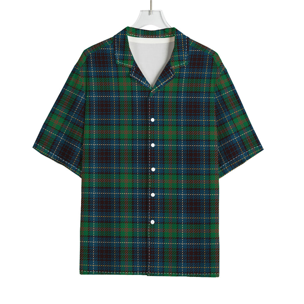 Blue And Green Tartan Pattern Print Rayon Hawaiian Shirt
