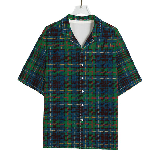 Blue And Green Tartan Pattern Print Rayon Hawaiian Shirt