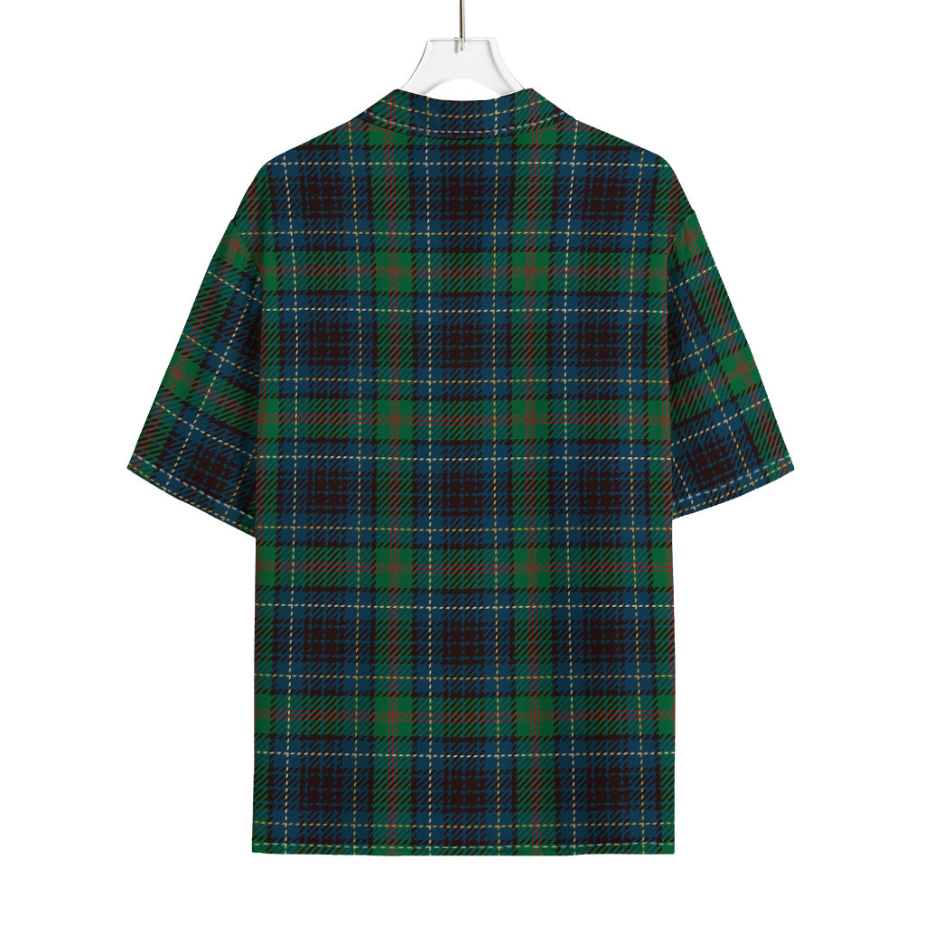 Blue And Green Tartan Pattern Print Rayon Hawaiian Shirt