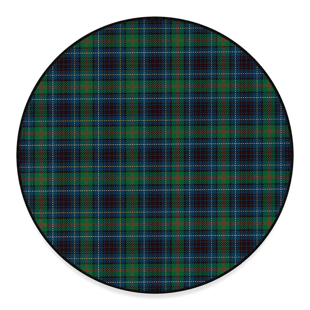 Blue And Green Tartan Pattern Print Round Floor Mat