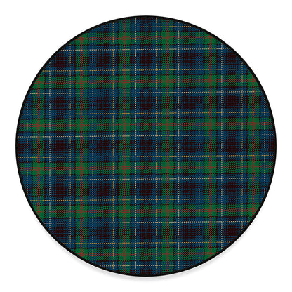 Blue And Green Tartan Pattern Print Round Floor Mat