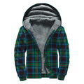Blue And Green Tartan Pattern Print Sherpa Lined Zip Up Hoodie
