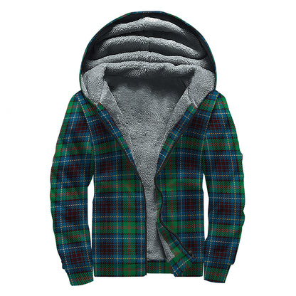 Blue And Green Tartan Pattern Print Sherpa Lined Zip Up Hoodie