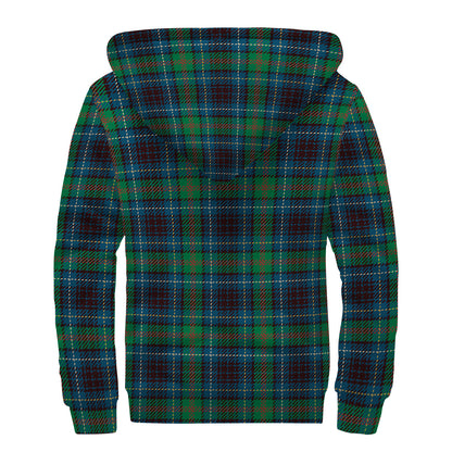 Blue And Green Tartan Pattern Print Sherpa Lined Zip Up Hoodie