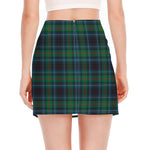 Blue And Green Tartan Pattern Print Side Slit Mini Skirt