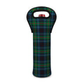 Blue And Green Tartan Pattern Print Single Neoprene Wine Tote