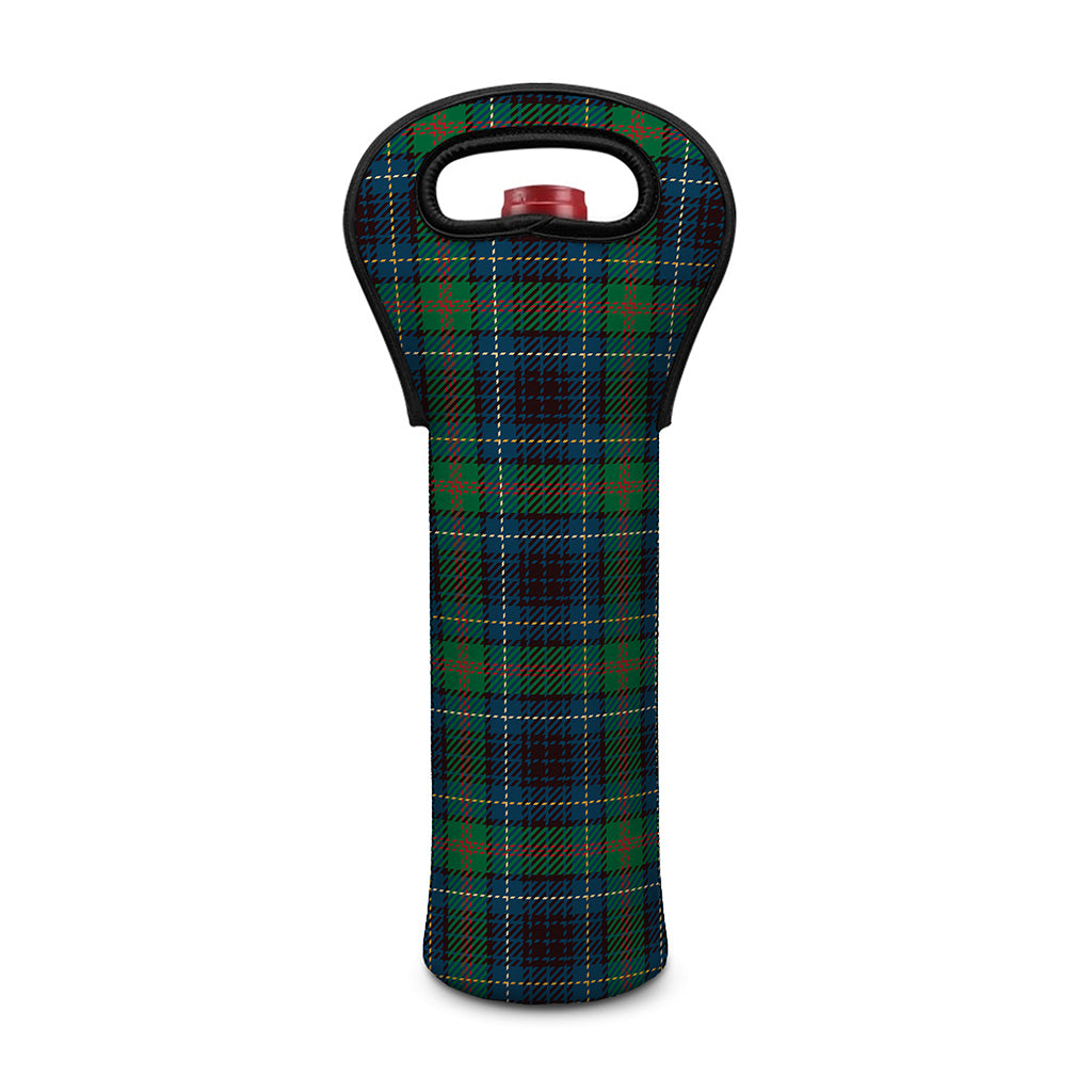 Blue And Green Tartan Pattern Print Single Neoprene Wine Tote