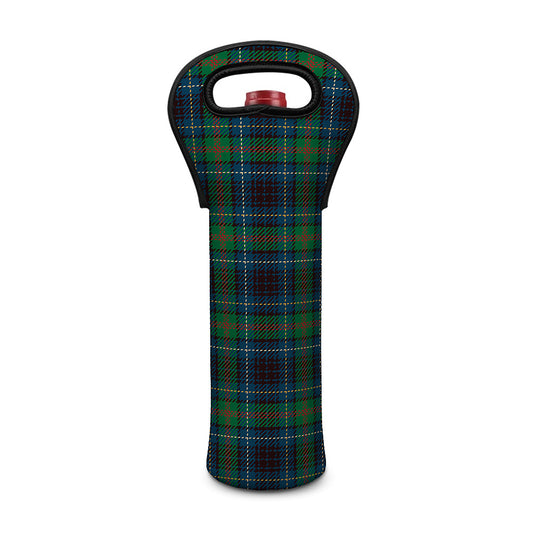 Blue And Green Tartan Pattern Print Single Neoprene Wine Tote