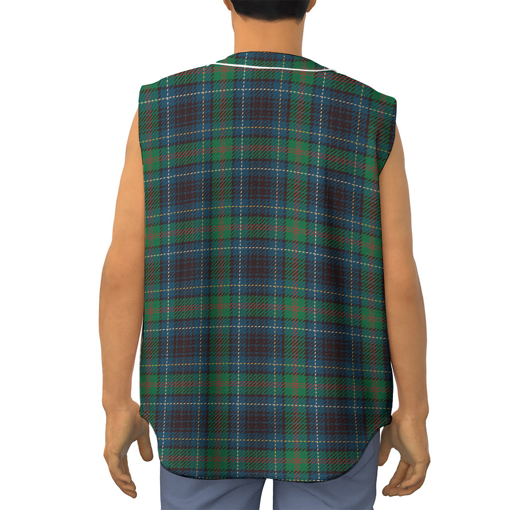 Blue And Green Tartan Pattern Print Sleeveless Baseball Jersey