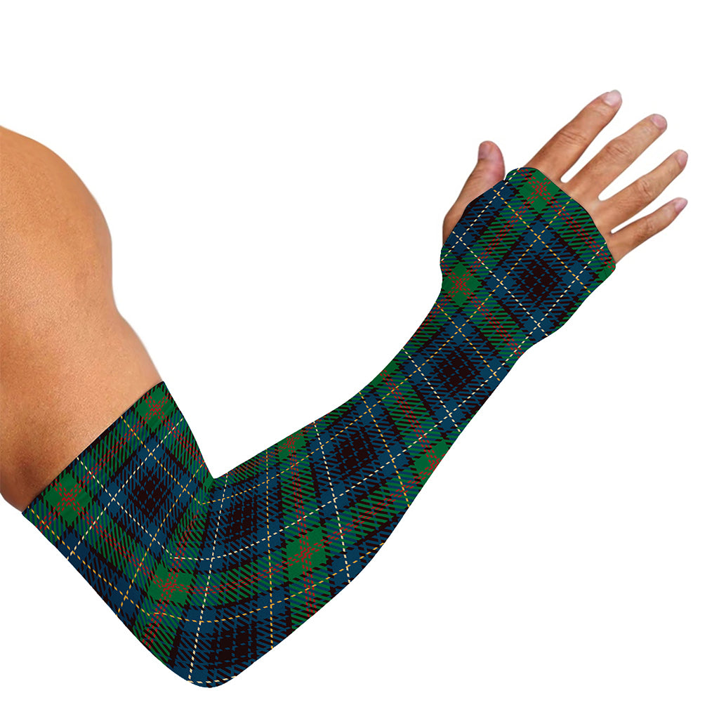 Blue And Green Tartan Pattern Print Sun Protection Arm Sleeves