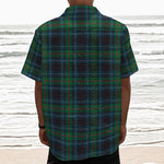 Blue And Green Tartan Pattern Print Textured Short Sleeve Shirt