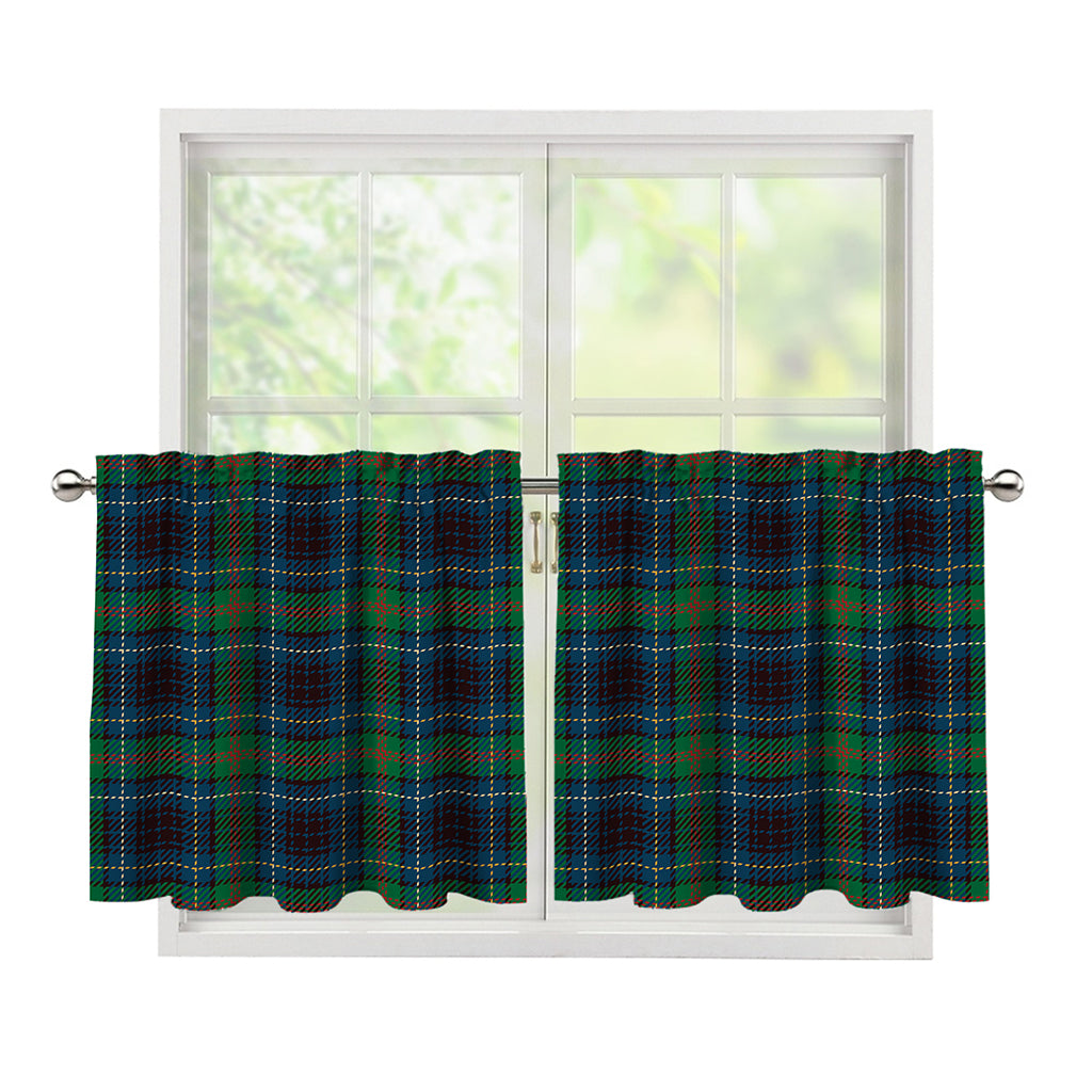Blue And Green Tartan Pattern Print Tier Curtains