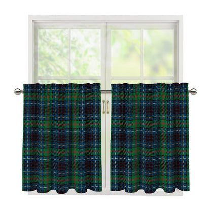 Blue And Green Tartan Pattern Print Tier Curtains