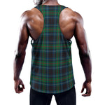 Blue And Green Tartan Pattern Print Training Tank Top