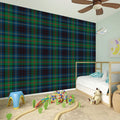 Blue And Green Tartan Pattern Print Wall Sticker