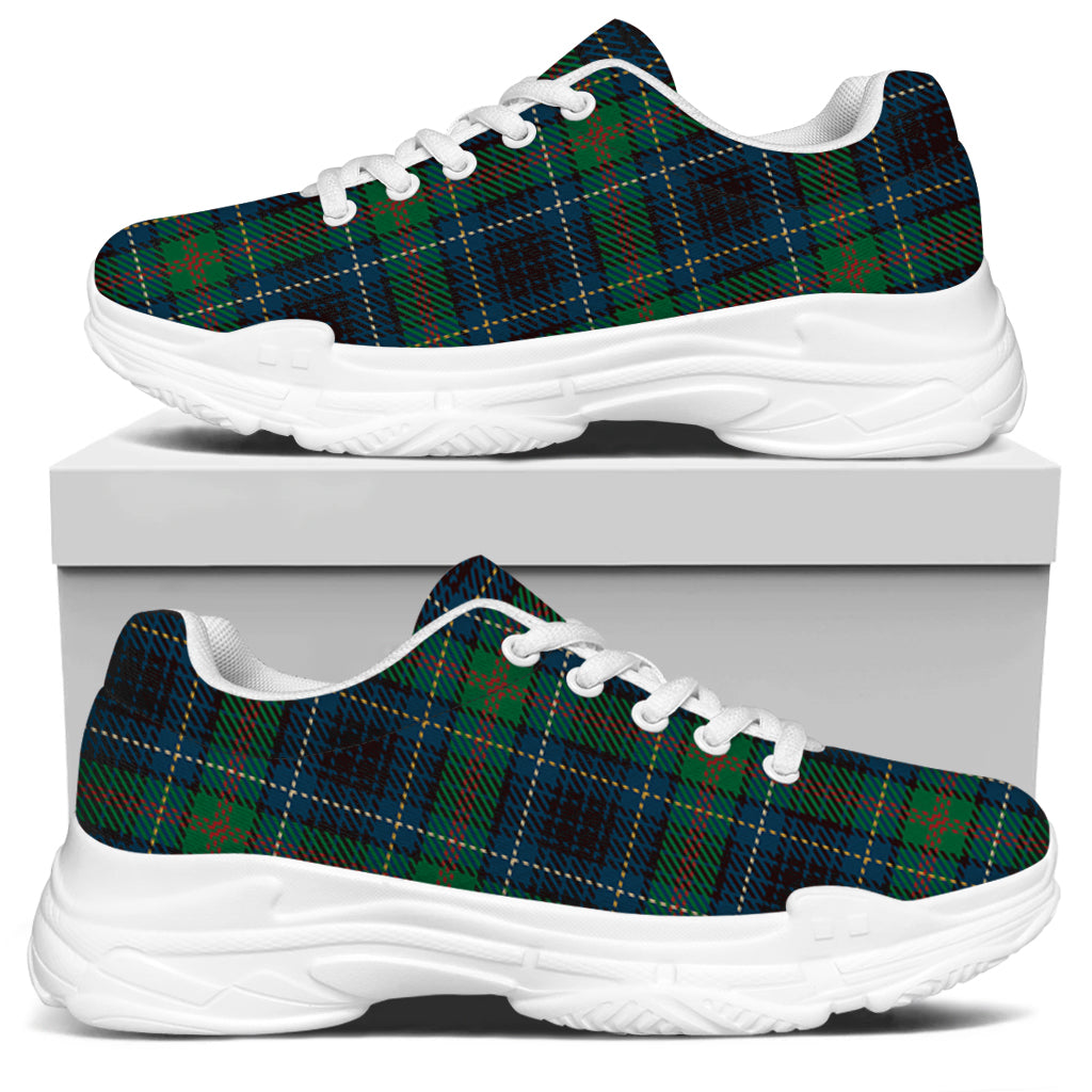 Blue And Green Tartan Pattern Print White Chunky Shoes