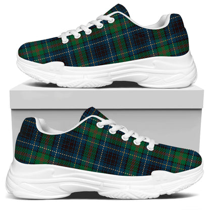 Blue And Green Tartan Pattern Print White Chunky Shoes