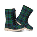Blue And Green Tartan Pattern Print Winter Boots