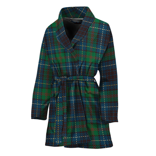 Blue And Green Tartan Pattern Print Women's Bathrobe