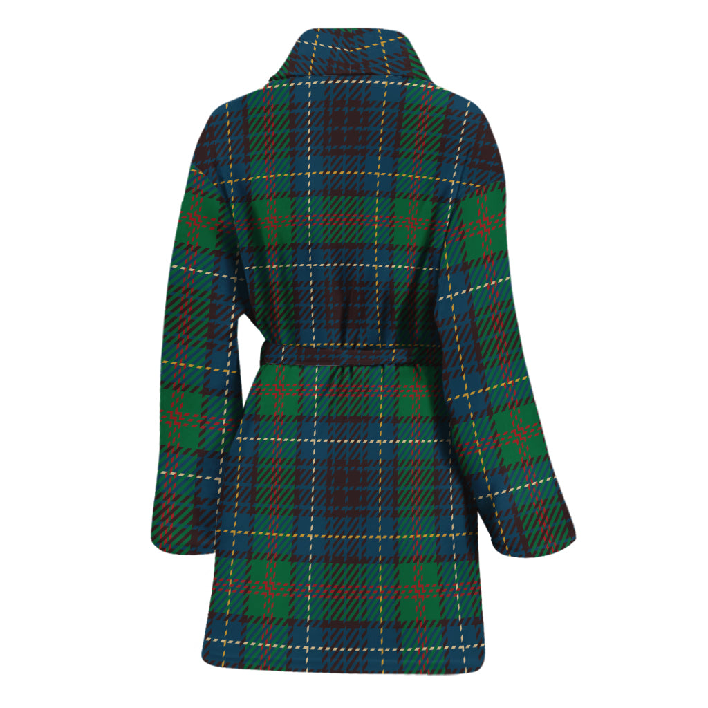 Blue And Green Tartan Pattern Print Women's Bathrobe