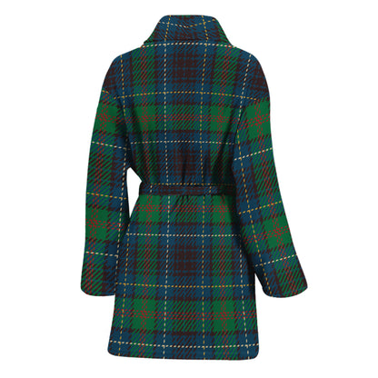Blue And Green Tartan Pattern Print Women's Bathrobe