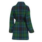 Blue And Green Tartan Pattern Print Women's Bathrobe