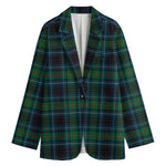 Blue And Green Tartan Pattern Print Women's Blazer