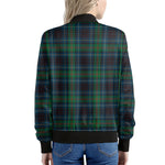 Blue And Green Tartan Pattern Print Women's Bomber Jacket