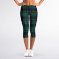 Blue And Green Tartan Pattern Print Women's Capri Leggings