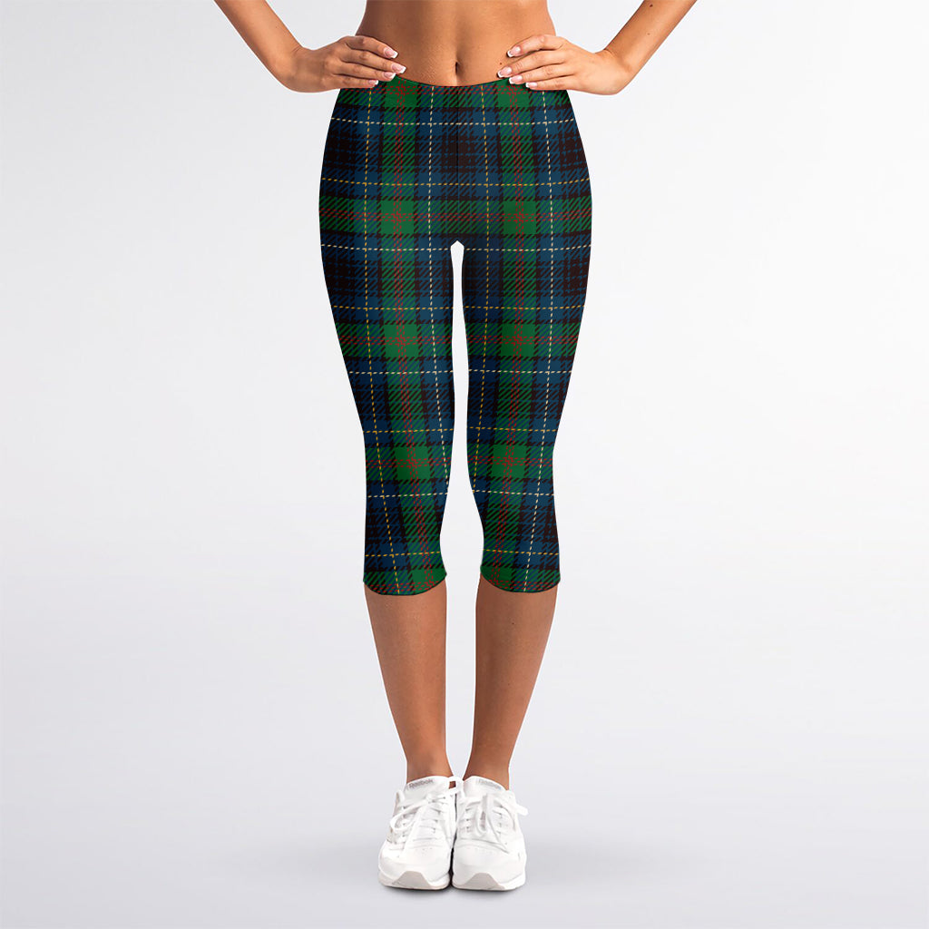 Blue And Green Tartan Pattern Print Women's Capri Leggings