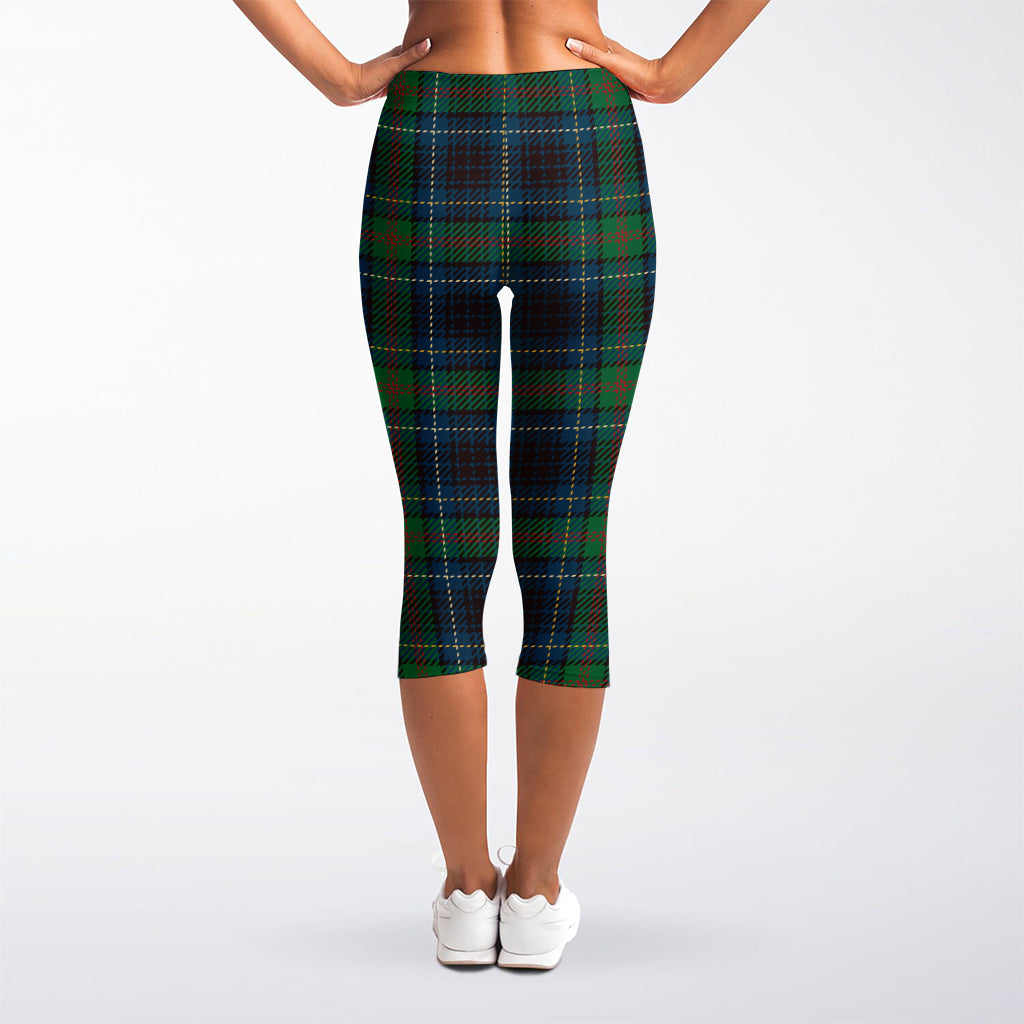 Blue And Green Tartan Pattern Print Women's Capri Leggings