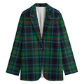 Blue And Green Tartan Pattern Print Women's Cotton Blazer